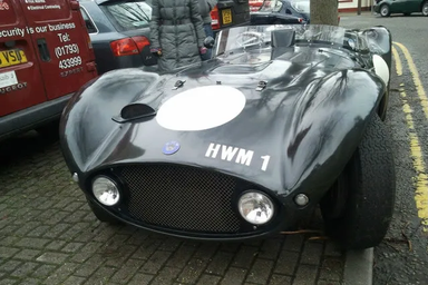 UK Number Plate HWM 1 on a 1955 Grey Jaguar Coupe