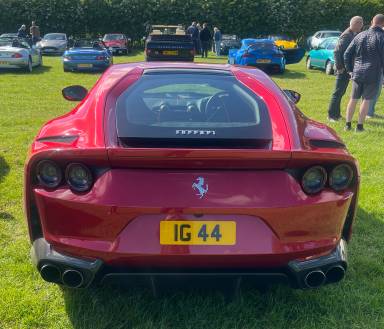 UK Number Plate IG 44 on a 2019 RED Ferrari 812 Superfast S-A