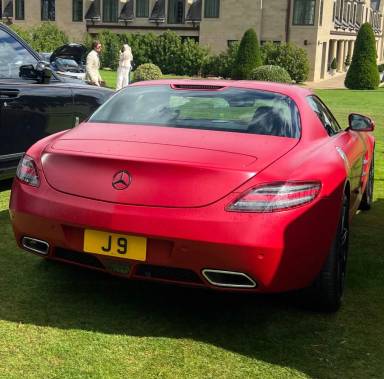 UK Number Plate J 9 on a 2010 RED Mercedes-Benz SLS