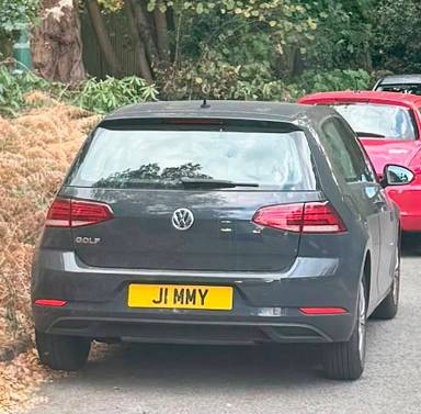 UK Number Plate J1 MMY on a 2019 Grey Volkswagen Golf
