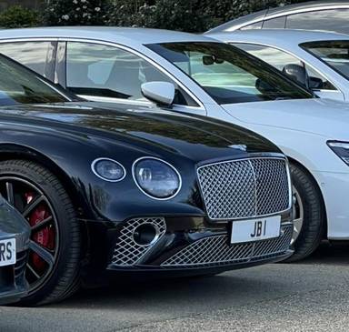 UK Number Plate JB 1 on a 2019 Black Bentley Continental Gt