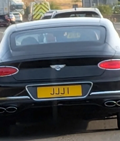 UK Number Plate JJJ 1 on a 2021 Black Bentley Continental Gt V8 Auto