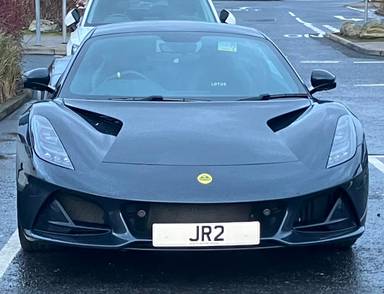UK Number Plate JR 2 on a 2024 Grey Lotus Emira First Edition Auto