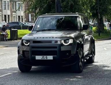 UK Number Plate JS 6 on a 2024 Silver Land Rover Defender Xdynamic Hse D Mhev A