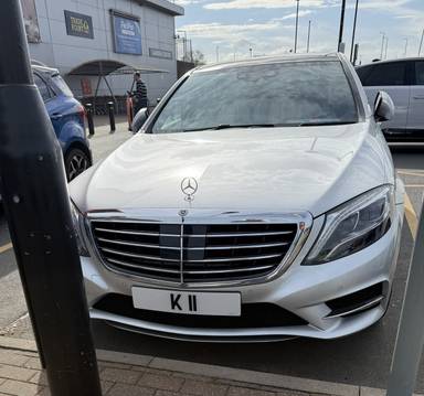 UK Number Plate K 11 on a 2017 Silver Mercedes-Benz S-Class
