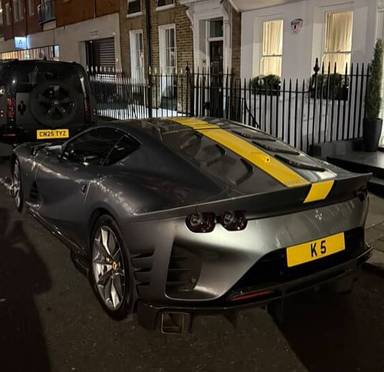 UK Number Plate K 5 on a 2024 Grey Ferrari 812 Superfast Competizione S-A