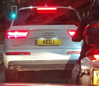 UK Number Plate KEG 1 on a 2017 White Audi Q7
