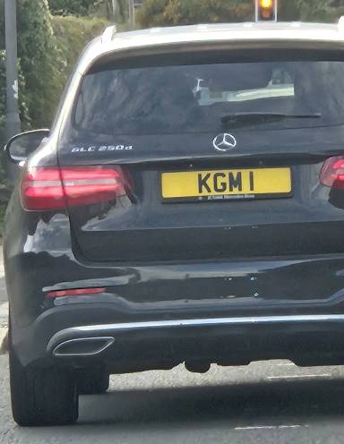 UK Number Plate KGM 1 on a 2019 Black Mercedes-Benz GLC