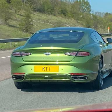 UK Number Plate KT 1 on a 2025 Green Bentley Continental Gt Speed Hybrid A