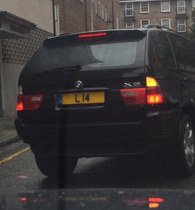 UK Number Plate L 14 on a 2001 Black BMW X5