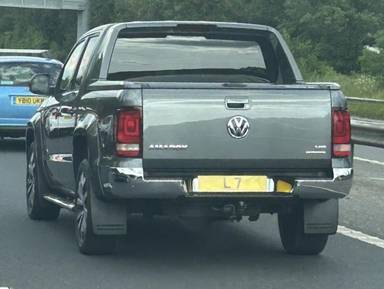 UK Number Plate L 7 on a 2020 Grey Volkswagen Amarok Aventura V6 Tdi 4m A