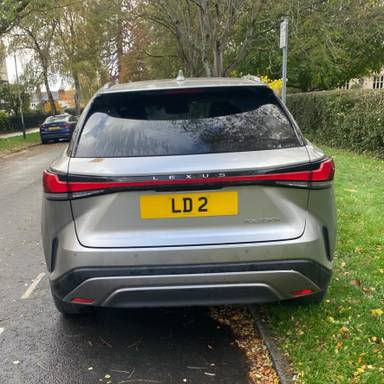 UK Number Plate LD 2 on a 2023 Silver Lexus Rx 350h Premium + Cvt