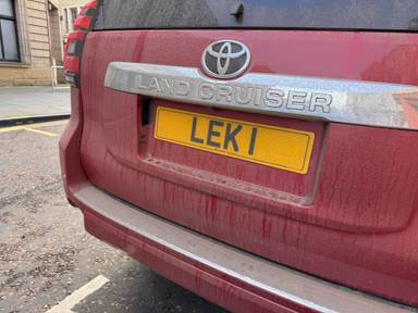 UK Number Plate LEK 1 on a 2023 RED Toyota Land Cruiser