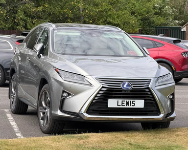 UK Number Plate LEW 15 on a 2019 Silver Lexus Rx450h