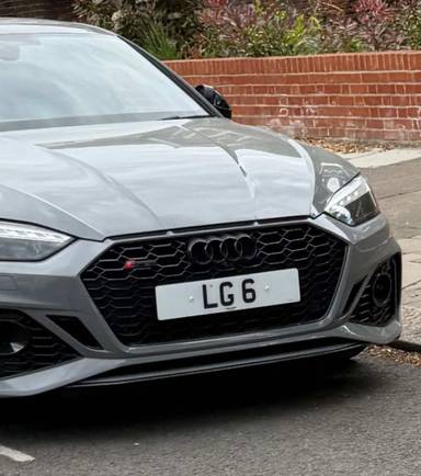 UK Number Plate LG 6 on a 2024 Grey Audi Rs 5 Carbon Black Tfsi Quat A