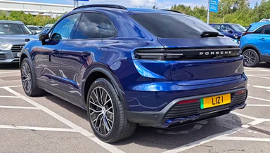 UK Number Plate LIZ 1 on a 2025 Blue Porsche Macan Electric
