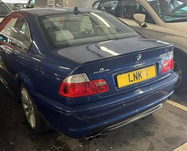 UK Number Plate LNK 1 on a 2004 Blue BMW 3 Series