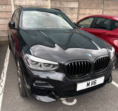 UK Number Plate M 116 on a 2020 Black BMW X3