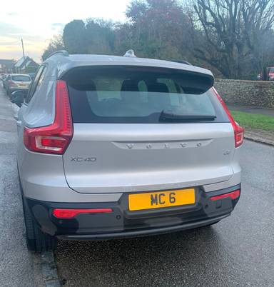 UK Number Plate MC 6 on a 2023 Silver Volvo Xc40 + B3 Mhev Auto