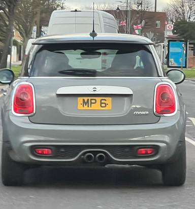 UK Number Plate MP 6 on a 2015 Grey Mini Cooper