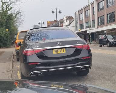 UK Number Plate MPV 1 on a 2023 Black Mercedes-Benz S500 L Amg Ln Prm+Exc Mhev4m A