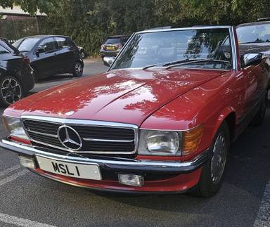 UK Number Plate MSL 1 on a 1989 RED Mercedes 300