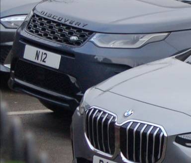 UK Number Plate N 12 on a 2024 Blue Land Rover Discovery Spt Dyn Hse D Mhev A