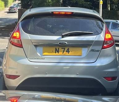 UK Number Plate N 74 on a 2011 Silver Ford Fiesta