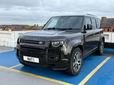 UK Number Plate NAT 1 on a 2023 Black Land Rover
