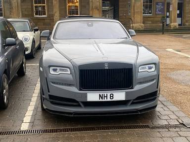 UK Number Plate NH 8 on a 2018 Purple Rolls Royce Dawn
