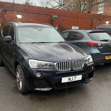 UK Number Plate NJ 7 on a 2016 Black BMW X3