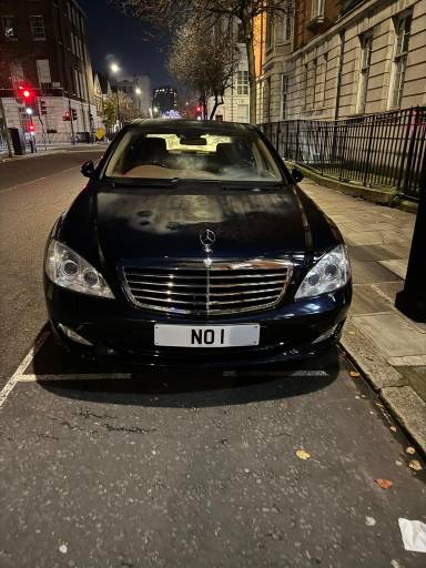 UK Number Plate NO 1 on a 2006 Blue Mercedes S-Class