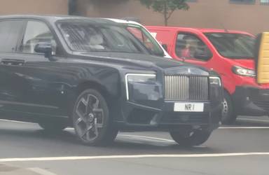 UK Number Plate NR 1 on a 2025 Blue Rolls Royce Cullinan Black Badge Auto