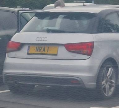 UK Number Plate NRA 1 on a 2013 Silver Audi A1