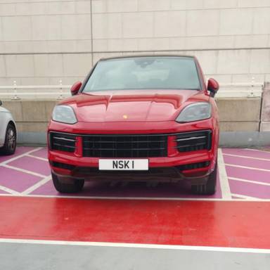 UK Number Plate NSK 1 on a 2024 RED Porsche Cayenne V8 S Auto