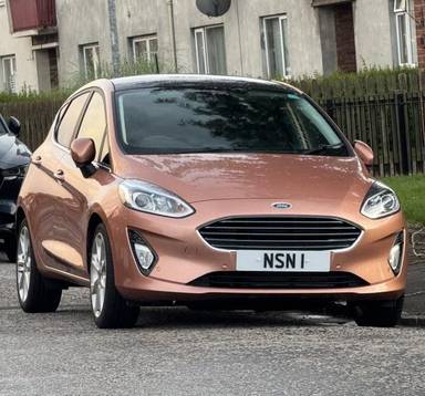 UK Number Plate NSN 1 on a 2018 Bronze Ford Fiesta