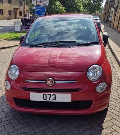 UK Number Plate O 73 on a 2022 RED Fiat 500 Pop Mhev