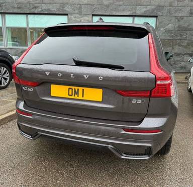UK Number Plate OM 1 on a 2025 Grey Volvo Xc60 Ultra Mhev Awd Auto