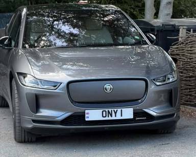 UK Number Plate ONY 1 on a 2024 Grey Jaguar I-Pace R-Dynamic Hse Black