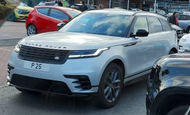 UK Number Plate P 25 on a 2025 Silver Land Rover R-Rover Velar Dyn Se D Mhev A