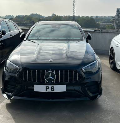 UK Number Plate P 6 on a 2021 Black Mercedes-Benz