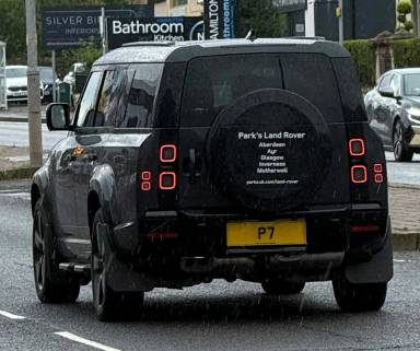 UK Number Plate P 7 on a 2025 Grey Land Rover Defender Xdynamic Hse D Mhev A