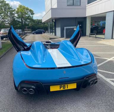 UK Number Plate P 81 on a 2020 Blue Ferrari Monza Sp2 S-A
