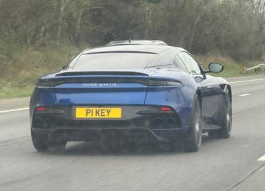 UK Number Plate P1 KEY on a 2020 Blue Aston Martin DBS