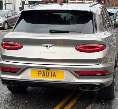 UK Number Plate PAU 1A on a 2025 Grey Bentley Bentayga Azure V8 Auto