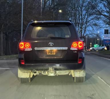 UK Number Plate PB 1 on a 2013 Black Toyota Land Cruiser