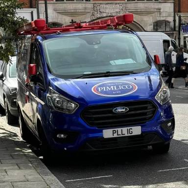 UK Number Plate PLL 1G on a 2022 White Ford Transit Custom 280 Trend Eblue