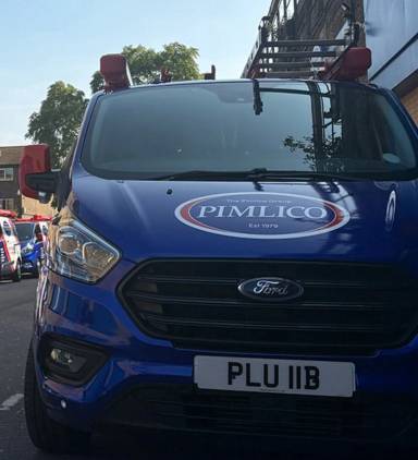 UK Number Plate PLU 11B on a 2023 White Ford Transit Custom 320 Trend Eblue