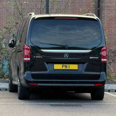 UK Number Plate PN 1 on a 2023 Black Mercedes-Benz V 300 Amg Line D Auto