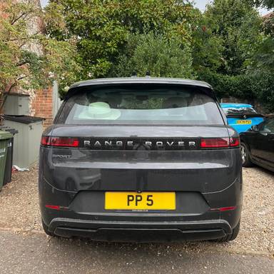 UK Number Plate PP 5 on a 2024 Grey Land Rover Range Rover Sport Se D Mhev A